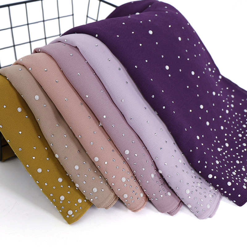 Summer Clothing Hijab - Nouveau plaine diamant perles bulle mousseline
