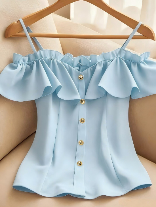 Summer Clothing Looks - Chemisier coréen chic pour femme, col