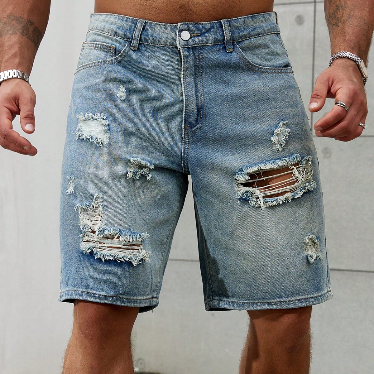 Summer Clothing Brands - Short en jean déchiré pour homme,