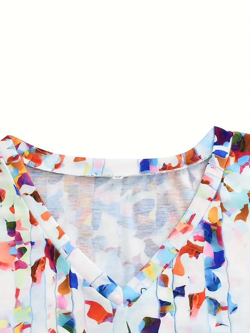 Haut à col en V imprimé fleuri - Summer Clothing Plus Size Women avis et prix