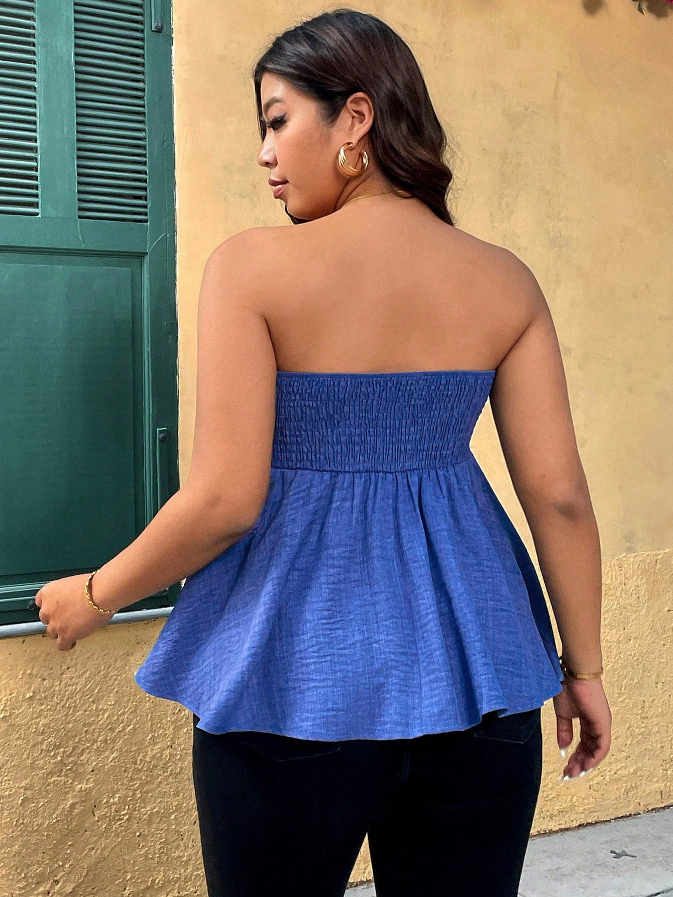 Haut sans bretelles à volants  - Summer Clothing Plus Size Women avis et prix